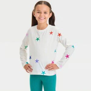 ⭐ Cat & Jack Girls Long Sleeve White Shirt – Size Large (10/12) ⭐